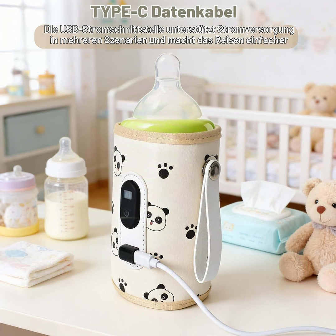 USB Tragbarer Babyflaschenwärmer mit LCD Display, Flaschenwärmer Baby Temperatur, Hält Flüssigkeiten