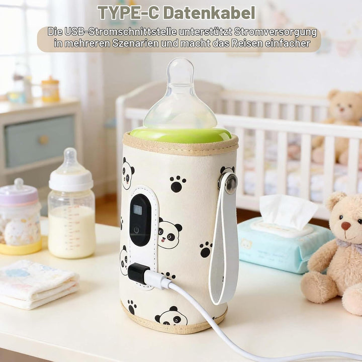 USB Tragbarer Babyflaschenwärmer mit LCD Display, Flaschenwärmer Baby Temperatur, Hält Flüssigkeiten