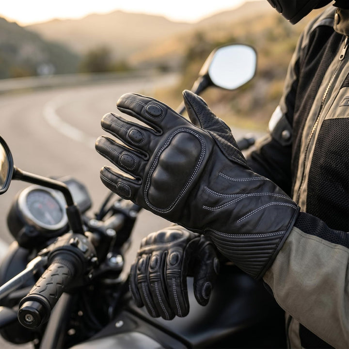 German Wear Motorradhandschuhe Motorrad Biker Lederhandschuhe Schwarz 11=xxl, 11=xxl