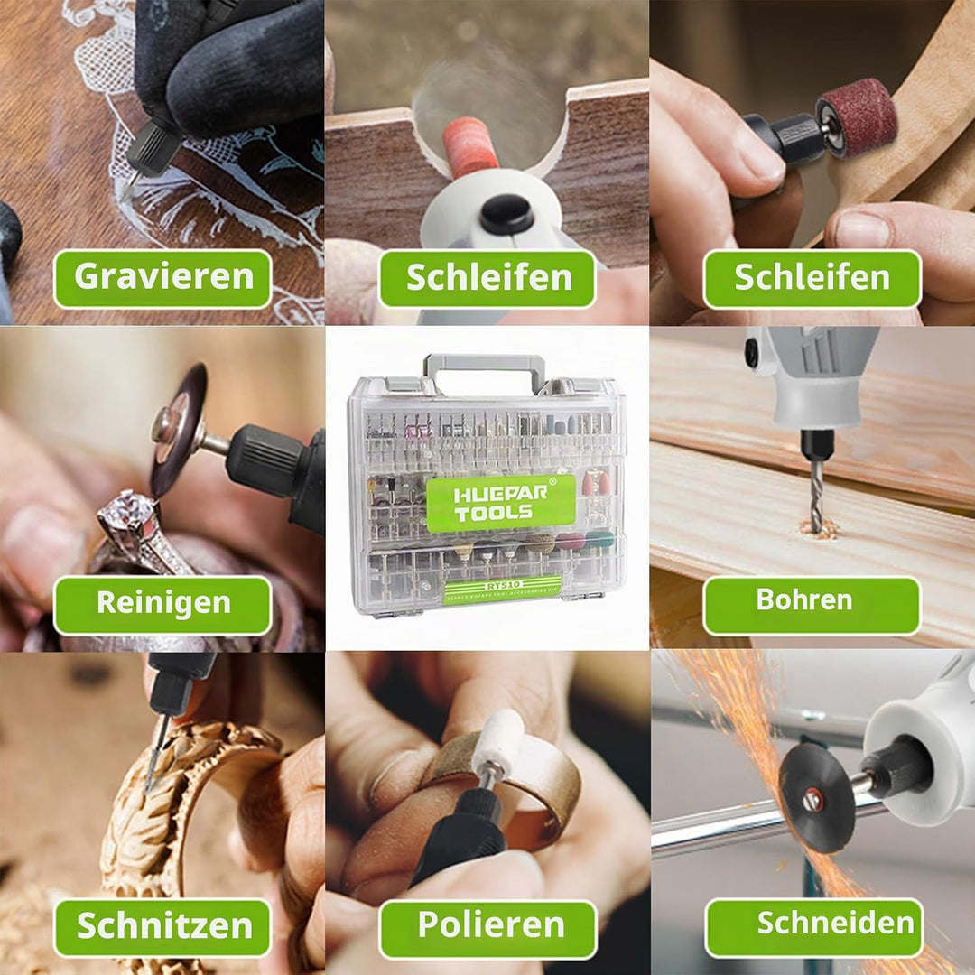 Huepar Tools Multifunktionswerkzeug Zubehör Set Drehwerkzeug 510 tlg. Universal Mehrzweck Zubehörset