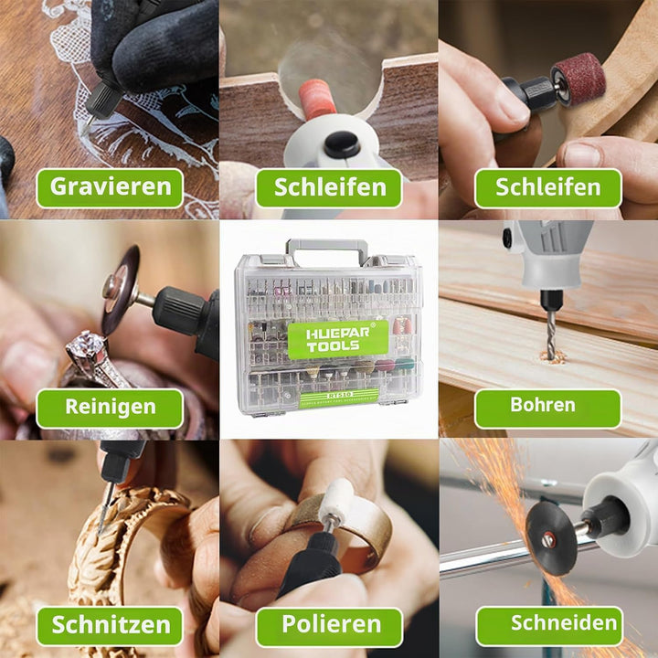 Huepar Tools Multifunktionswerkzeug Zubehör Set Drehwerkzeug 510 tlg. Universal Mehrzweck Zubehörset