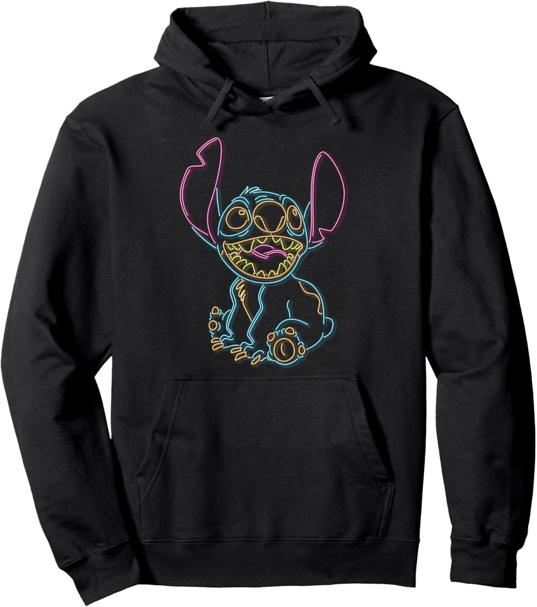 Disney Lilo & Stitch Neon Outline Portrait Pullover Hoodie