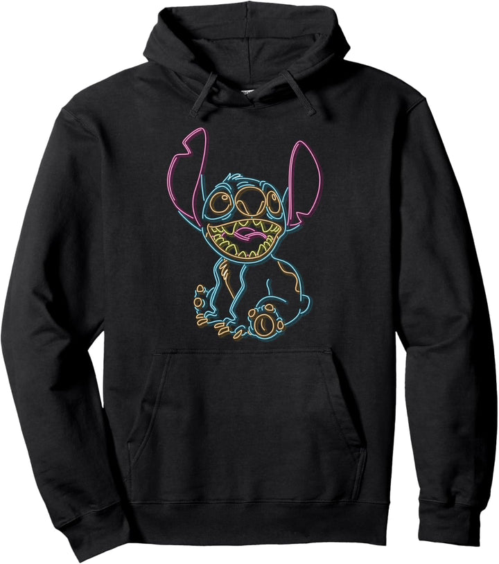 Disney Lilo & Stitch Neon Outline Portrait Pullover Hoodie