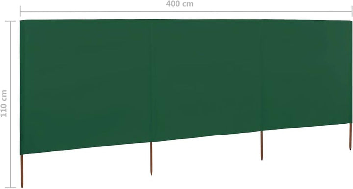 Rantry Windschutz, Strandwindschutz, Windschutz für Camping, 3 Paneele, grüner Stoff, 400 x 80 cm, S