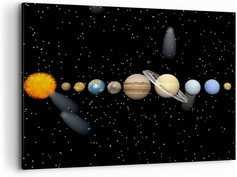 Bilder auf Leinwand 100x70cm Leinwandbild Universum Galaxie Planeten Sterne Gross Wanddeko Bild Schl