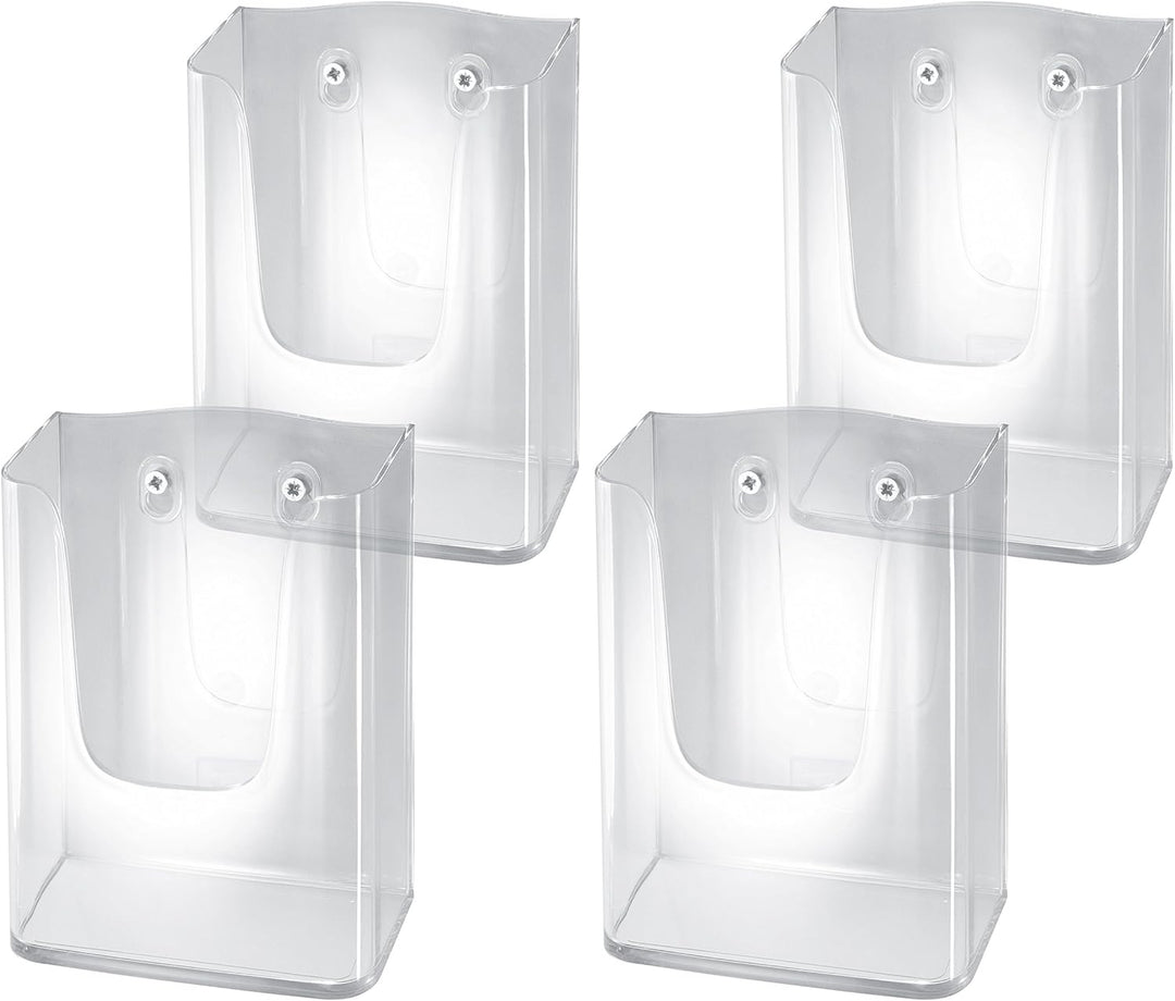 SIGEL LH117/4 Wand-Prospekthalter für DIN lang/A6, aus Acryl, transparent, 4er Pack für DIN lang/A6