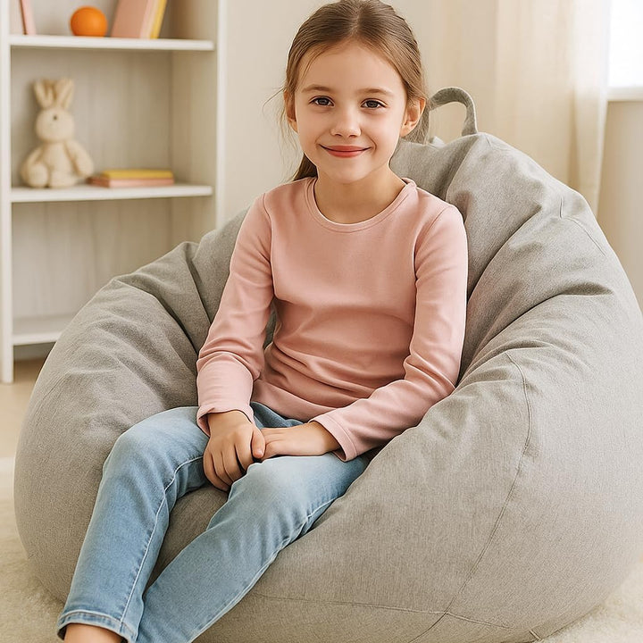 AD.CON Sitzsack mit ECO Füllung Puff Relax-Sessel Sitzkissen Bodenkissen Bean Bag 70x80x50 Hellgrau