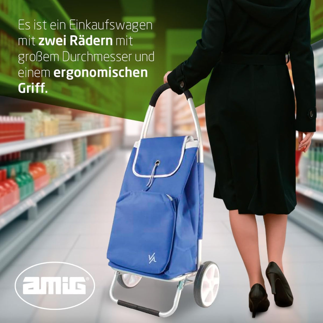 Amig - Einkaufstrolley | 12 x 45,5 x 95 cm | mit 2 Rädern | Thermofunktion | Fassungsvermögen 50 Lit