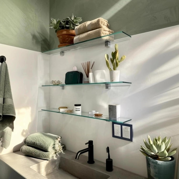 bijon Glasregal Glasablage Wandregal Glas Bad-Regal Glas Badezimmer Regal Badablage Ablageregal - 8m