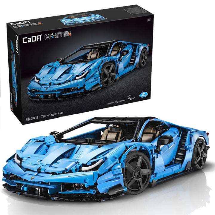 CaDA Italienisches Supercar, blau, 12-Zylinder, 3842 Teile (kompatibel mit Lego Technic), von MOC De