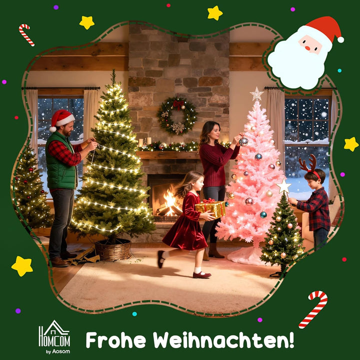 HOMCOM Weihnachtsbaum Klein, Mini Christbaum mit Stechpalmenbeeren, 15 LED-Lichtern und Kugeln, Küns
