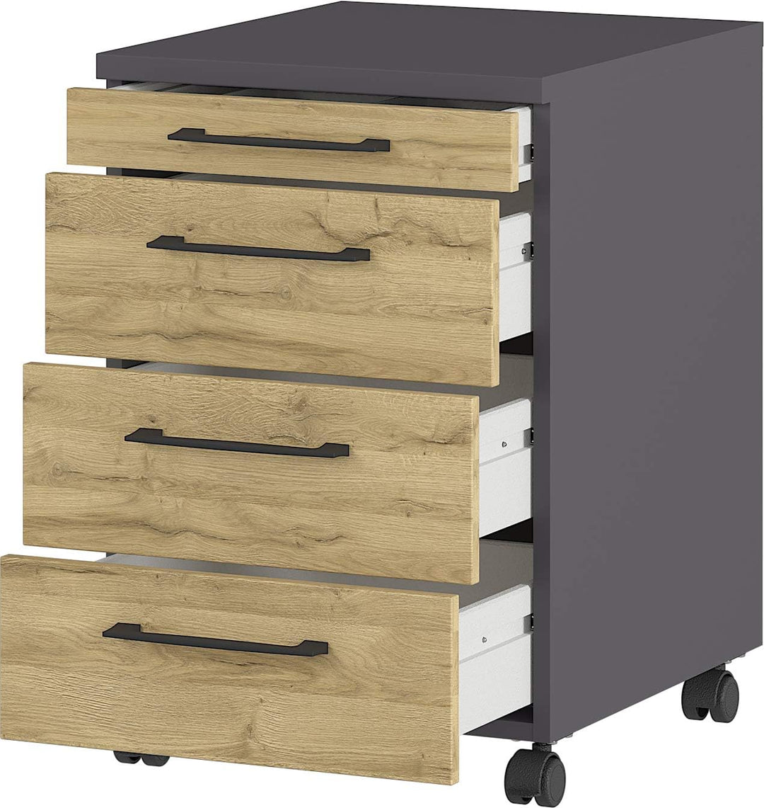 Germania Rollcontainer 4251-564 GW-Profi, in Graphit/Grandson-Eiche-Nb., mit Utensilienfach, 42 x 61