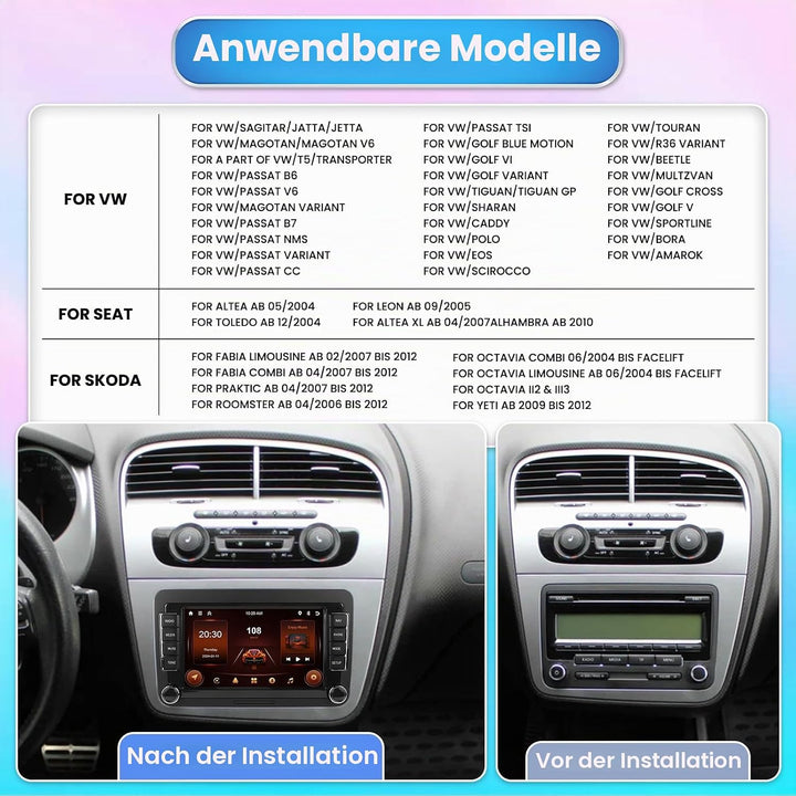 [2G+64G] Hikity Autoradio Navi Für VW Golf 5 Golf 6 T5 Touran EOS Polo Passat Sharan Android Wireles