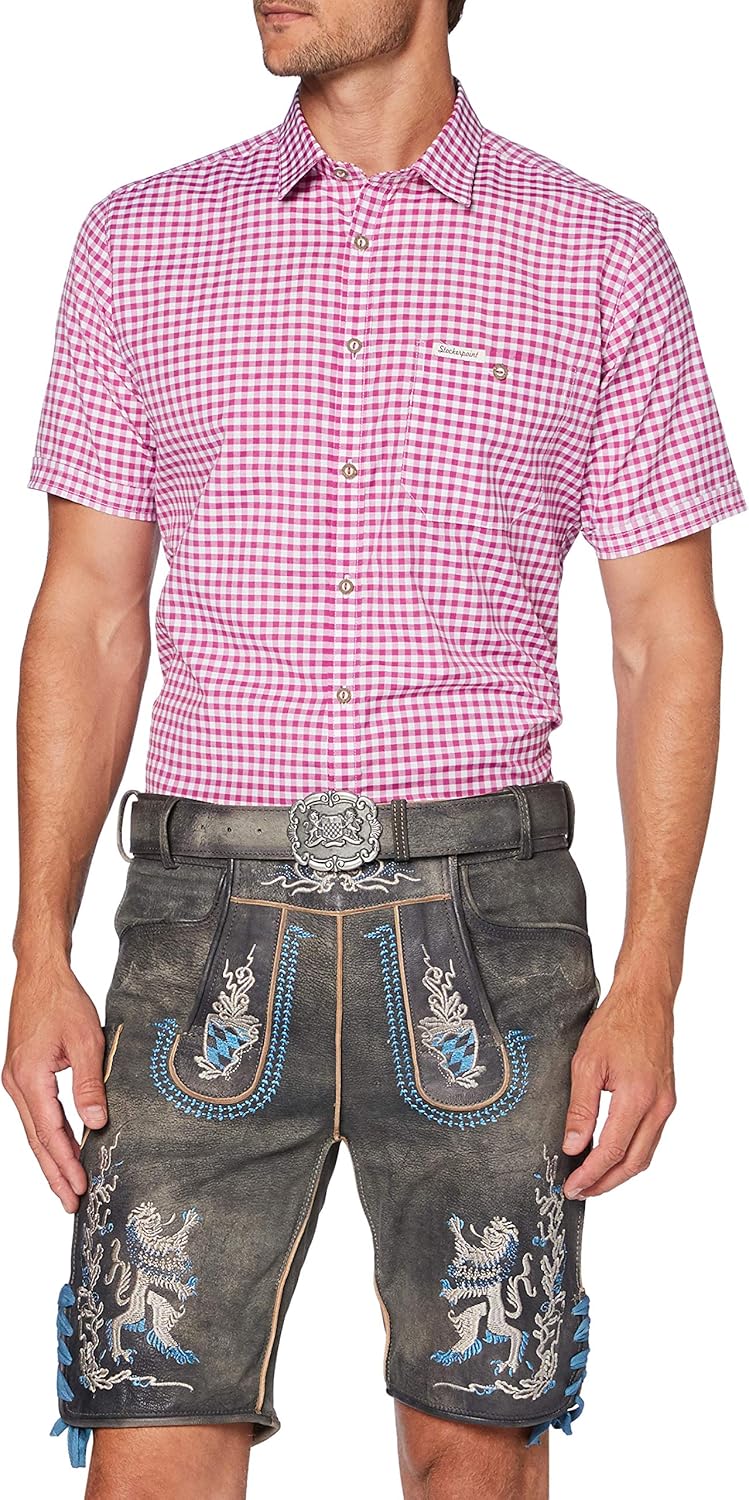 Stockerpoint Herren Hose Bayern Bua Lederhose 42 Grau (Grau Antik Gespeckt Grau Antik Gespeckt), 42