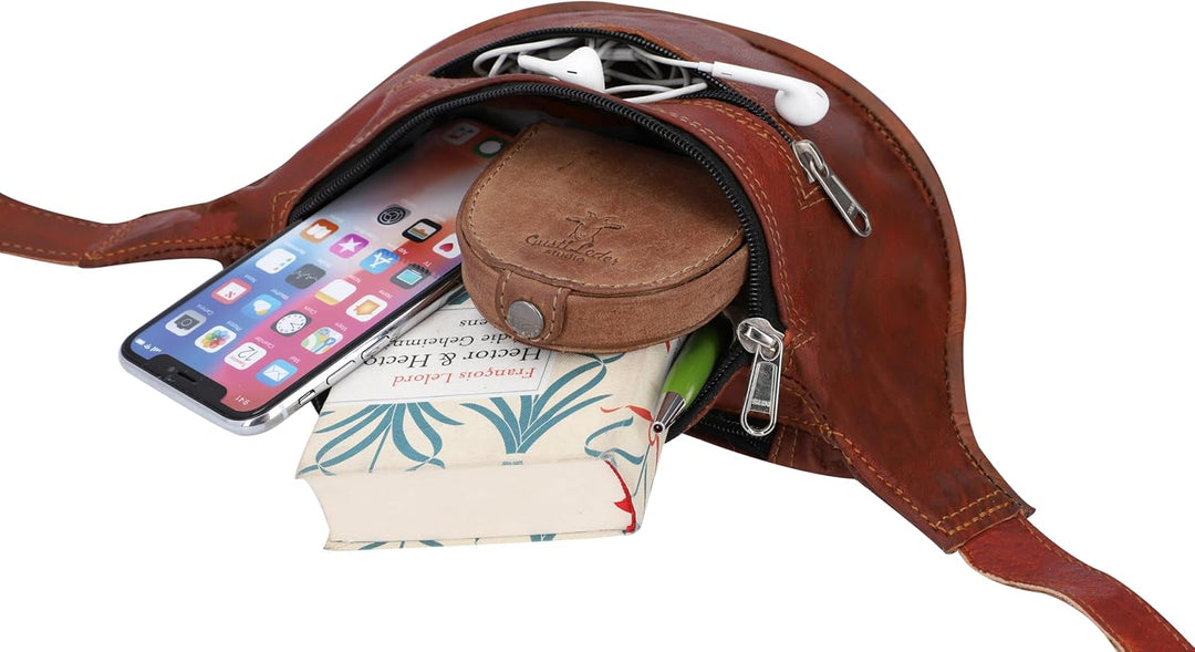 Gusti Gürteltasche Leder - Richard Damen und Herren Bauchtasche Hüfttasche Festivaltasche Vintage Br