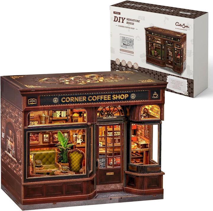 CUTEBEE Book Nook Kit – DIY Miniatur Haus Puppenhaus Modellbau Kit für Erwachsene mit LED-Licht, 3D