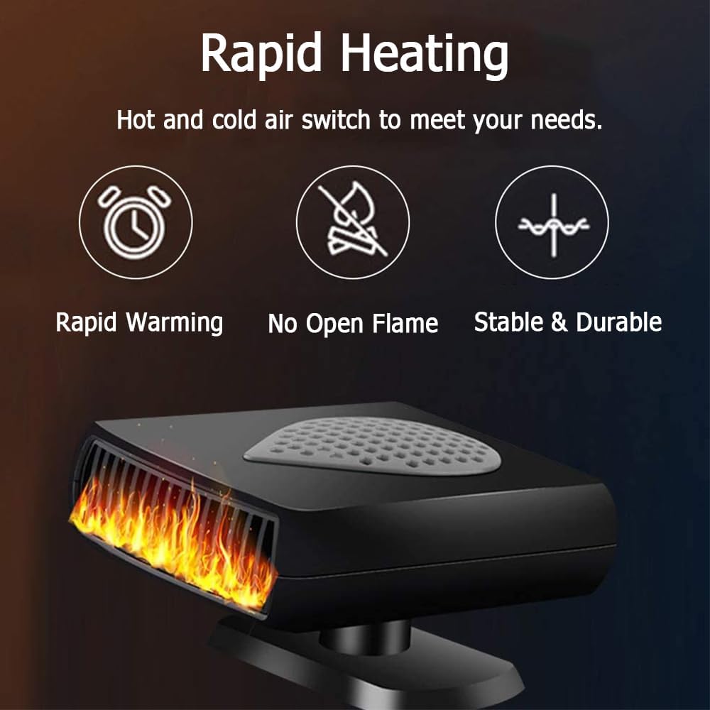 Riloer 2 in 1 tragbare Autoheizung, schnell heizbare Autoentfroster, heisser und kalter Autolüfter m