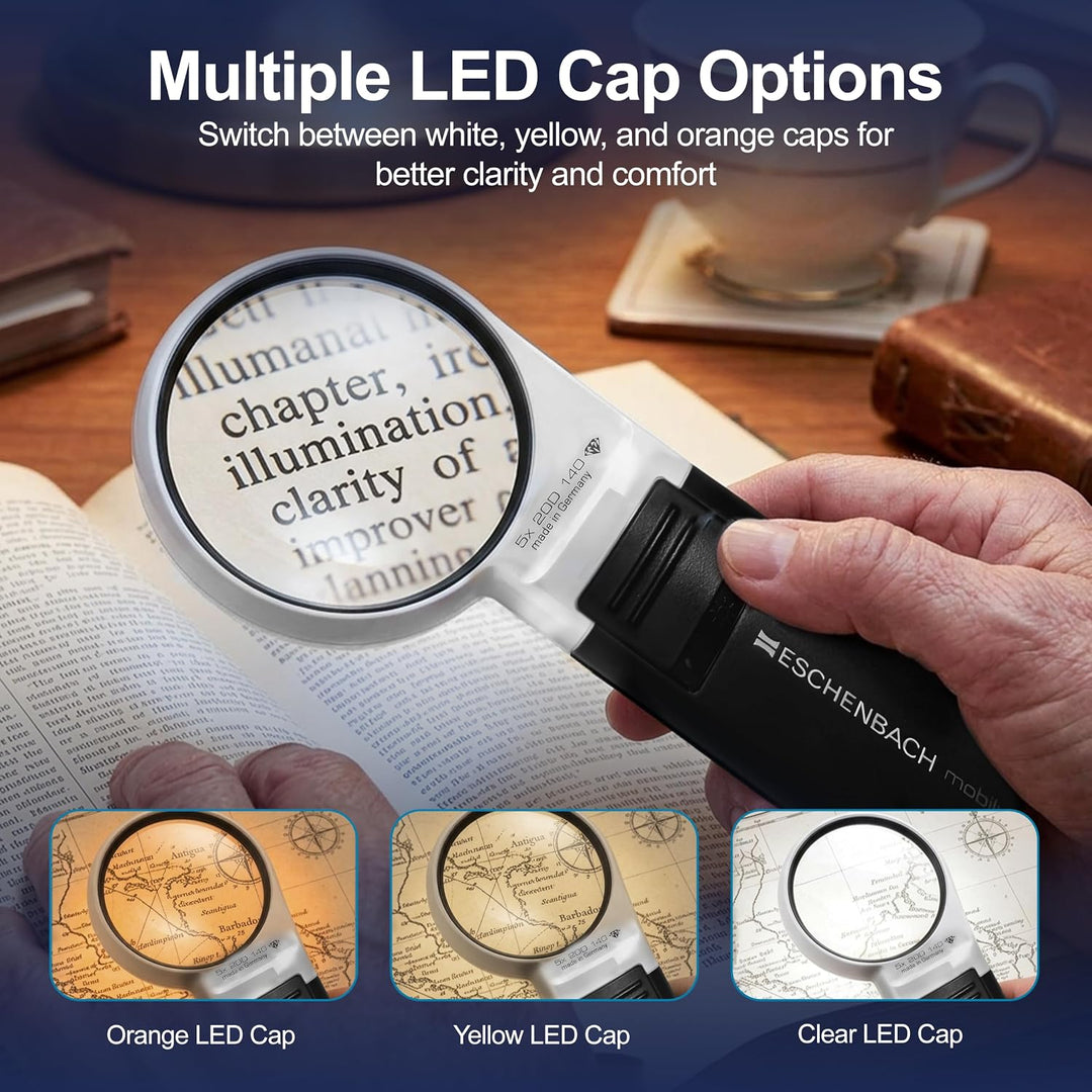 Eschenbach Optik Lupe Handlupe mit LED-Beleuchtung mobiluxLED Vergrösserung: 5X Linsengrösse: (Ø) 58