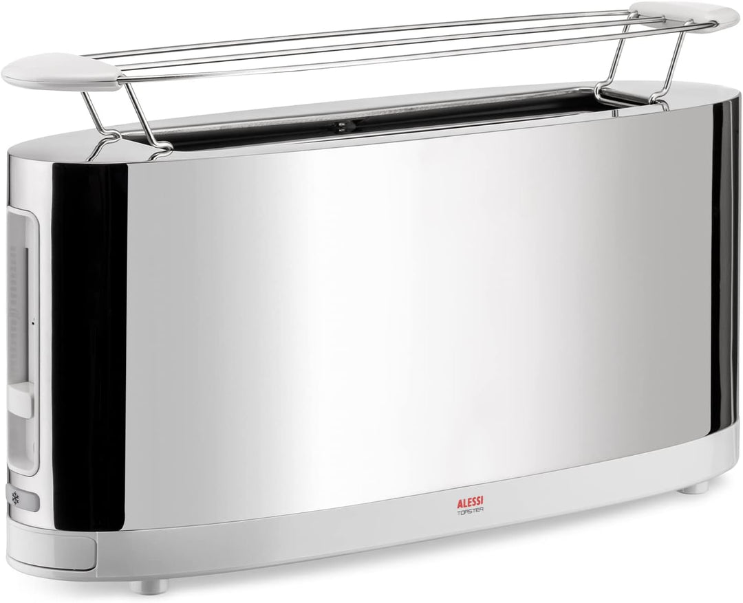 Alessi SG68 W Design Toaster mit Brötchenaufsatz, aus Edelstahl und PC, weiss
