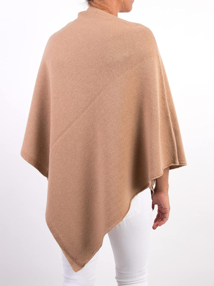 Poncho aus Kaschmir Mischung für Damen, hergestellt in Italien Einheitsgrösse Camel, Einheitsgrö
