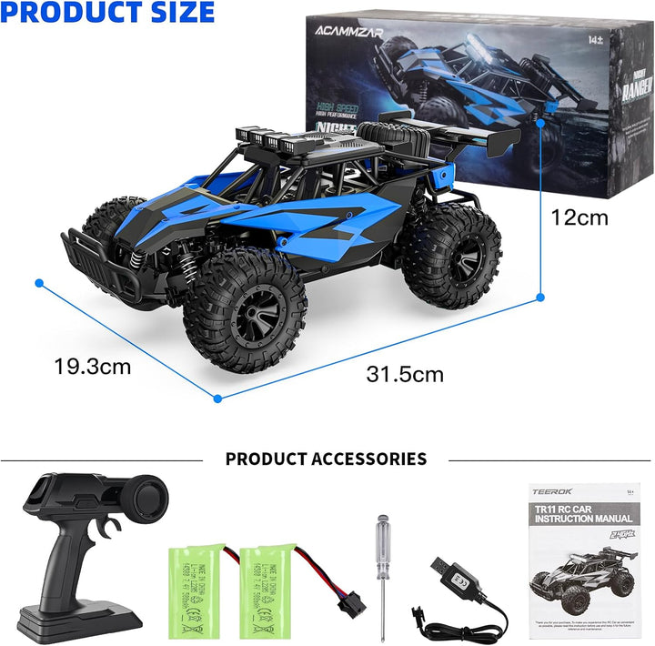 ACAMMZAR AT2 Ferngesteuertes Auto, 1:16 20+Km/h RC Auto 50+min Laufzeit mit 2 Akkus, 2WD 2.4GHz Off-