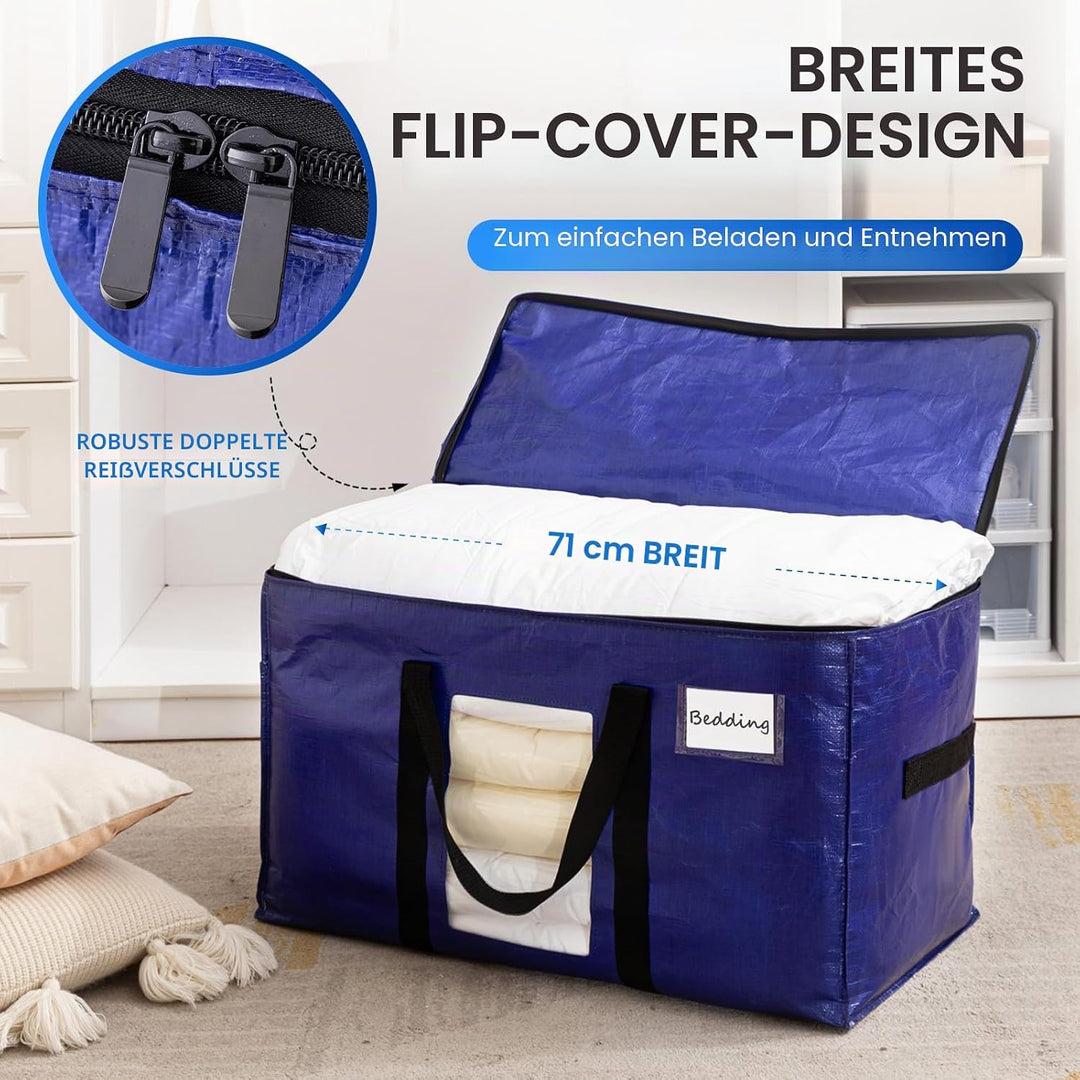 TAILI Umzugstasche mit Reissverschluss,6 PCS tiefblau Grosse Aufbewahrungstasche mit Griffe &amp; Deckel