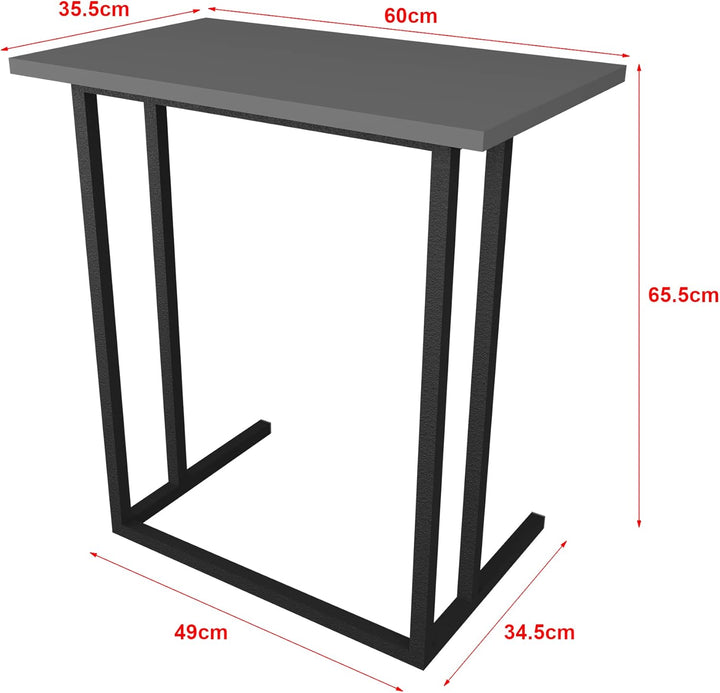[en.casa] Laptoptisch Högsby Beistelltisch in C-Form Coffeetisch mit Metallgestell Sofatisch für Woh