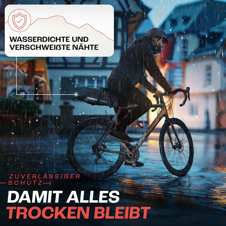 Fahrrad Satteltasche [10 Liter] | 100% Wasserdicht | Reflektierender Aufdruck - Bikepacking E-Bike M