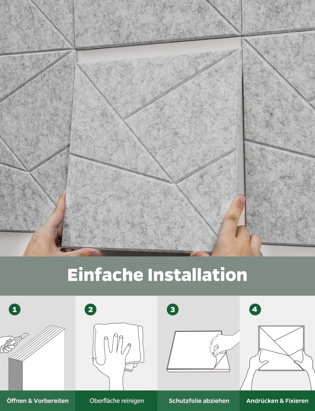 18 Stück Akustikplatten Selbstklebend, Akustik Schallabsorber Panels für Wand &amp; Gaming Zimmer mit Li