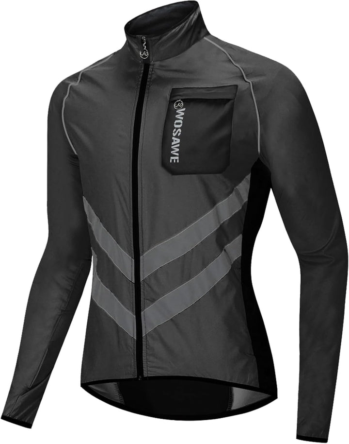 WOSAWE Fahrradjacke für Herren Leichte Winddicht Laufjacke Windbreaker Reflektierend Radjacke Mantel