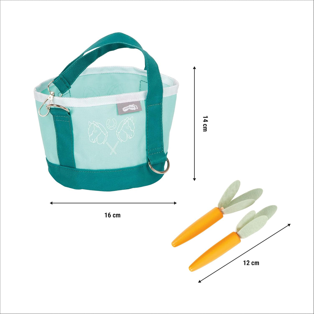 small Foot Pferdefutter Set mit Tasche, Spielset mit Futterzubehör für Hobby Horses und Spielpferde,