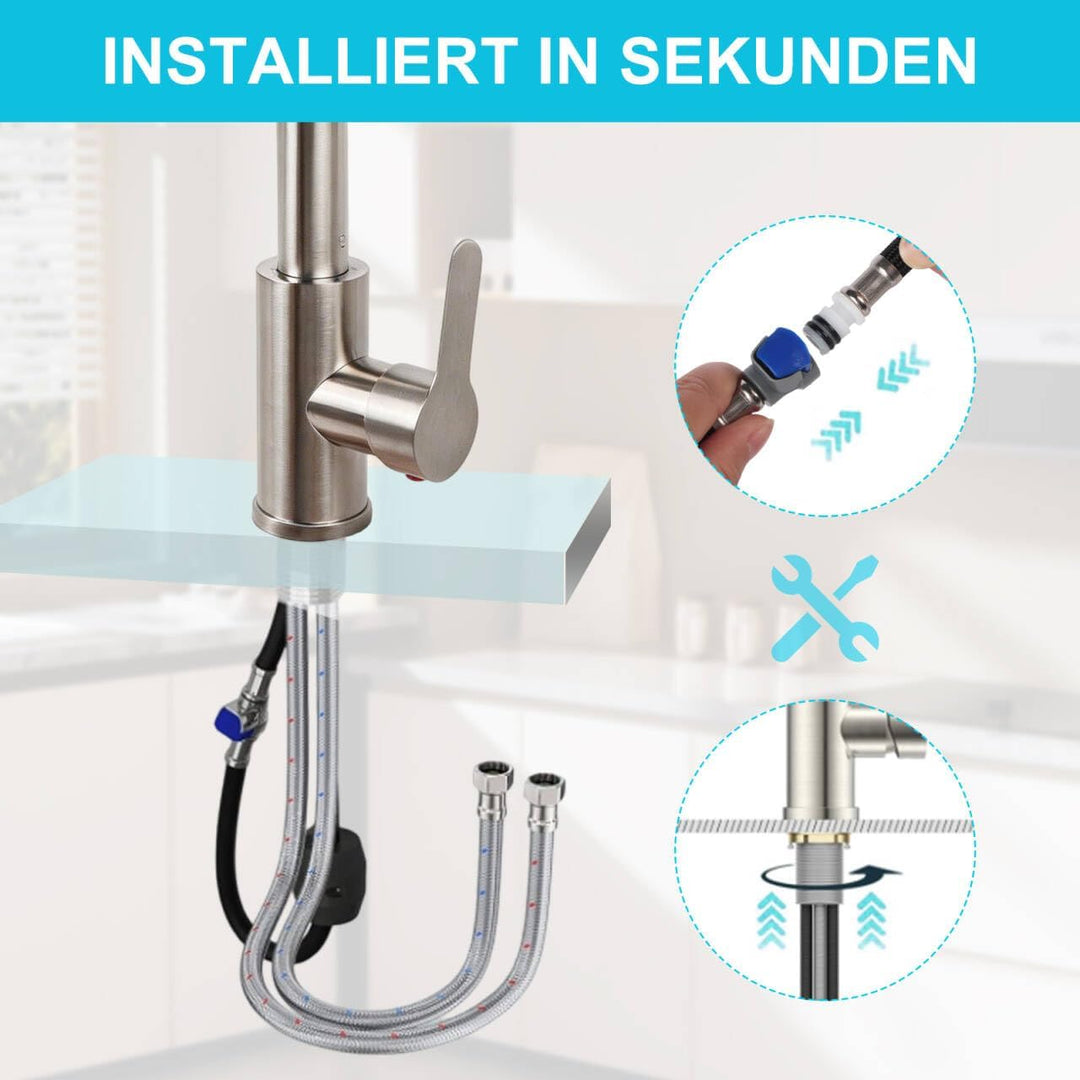 Wasserhahn Küche, Hochdruck Küchenarmatur mit Herausziehbarer Brause, Armatur Wasserhahn Spüle Küche