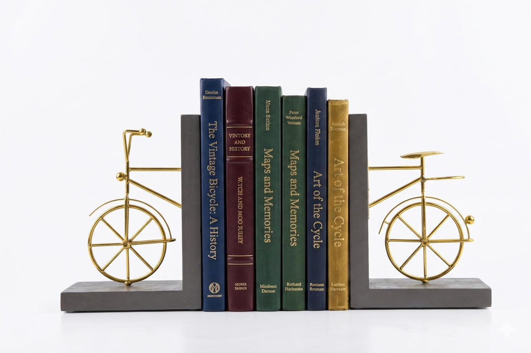 Spiretro Fahrrad-Buchstützen, dekorative Buchstützen mit Rutschfester Rückseite, Holz-Metall-Buchstä