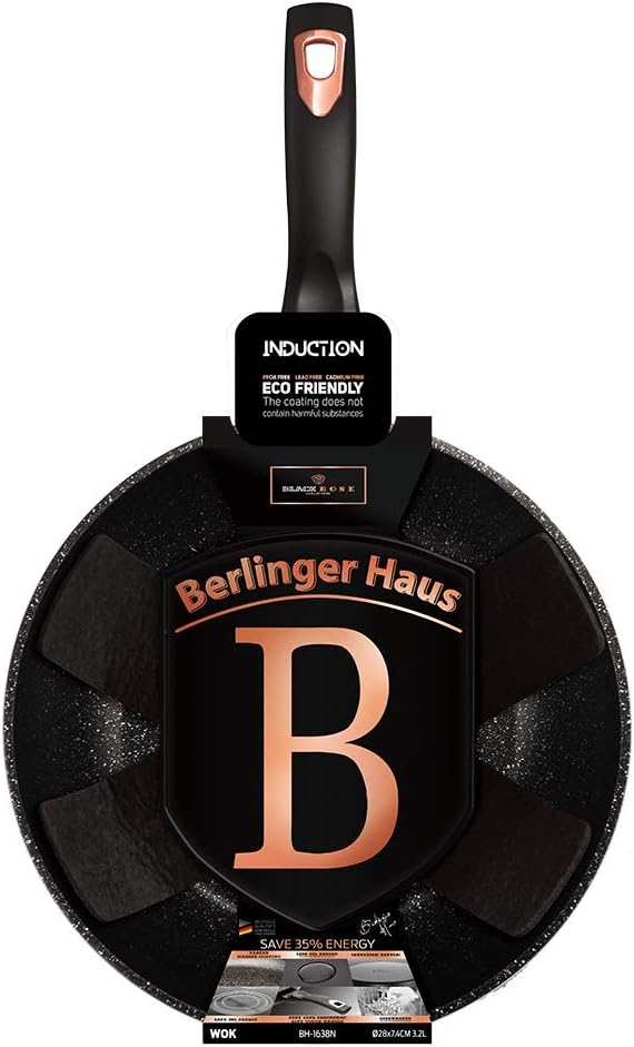 Berlinger Haus Wok 28 cm Black Rose – Marmorbeschichtung – Aluminium Turbo Induktion