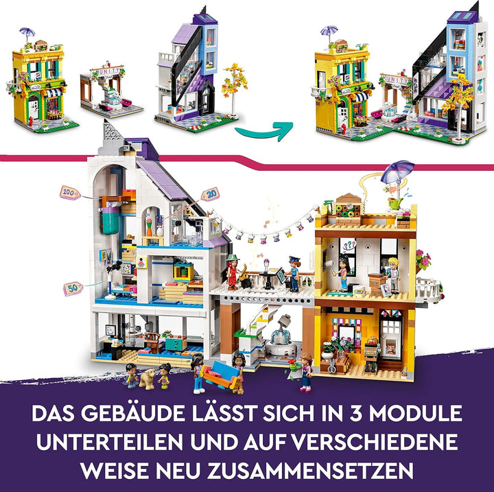 LEGO 41732 Friends Stadtzentrum, kreatives Modular Building Spielzeug, Dekorieren & Ausstellen im Pu