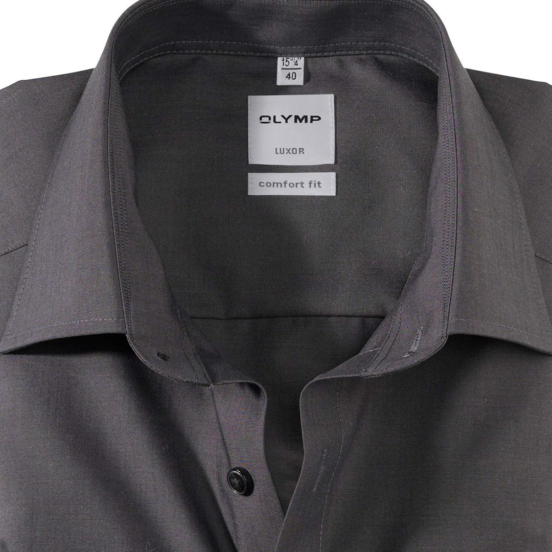 OLYMP Luxor Comfort fit Hemd Langarm New Kent Kragen Chambray Flieder 42 Anthrazit, 42 Anthrazit