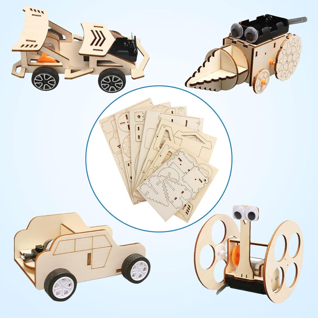 4 Stück Experimente für Kinder, Elektronik Baukasten DIY STEM Spielzeug, Holz Wissenschaft Bausatz S