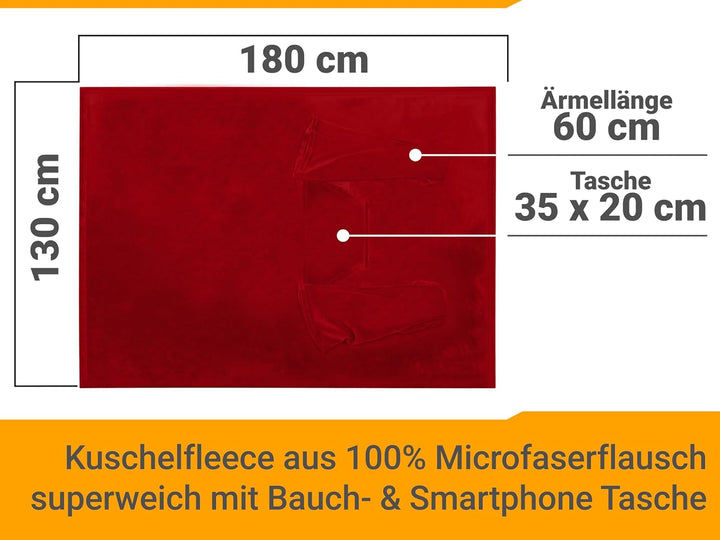 npluseins Decke mit Ärmeln Geschenke für Frauen und Männer 130x180 cm TV Deckenpullover Kuscheldecke