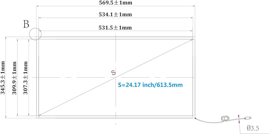 Deyowo 24 Zoll Infrarot-Touchscreen-Rahmen, IR-Touchscreen-Overlay, Touchscreen-Panel, Freier Treibe