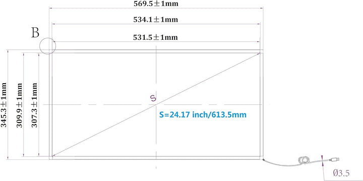 Deyowo 24 Zoll Infrarot-Touchscreen-Rahmen, IR-Touchscreen-Overlay, Touchscreen-Panel, Freier Treibe