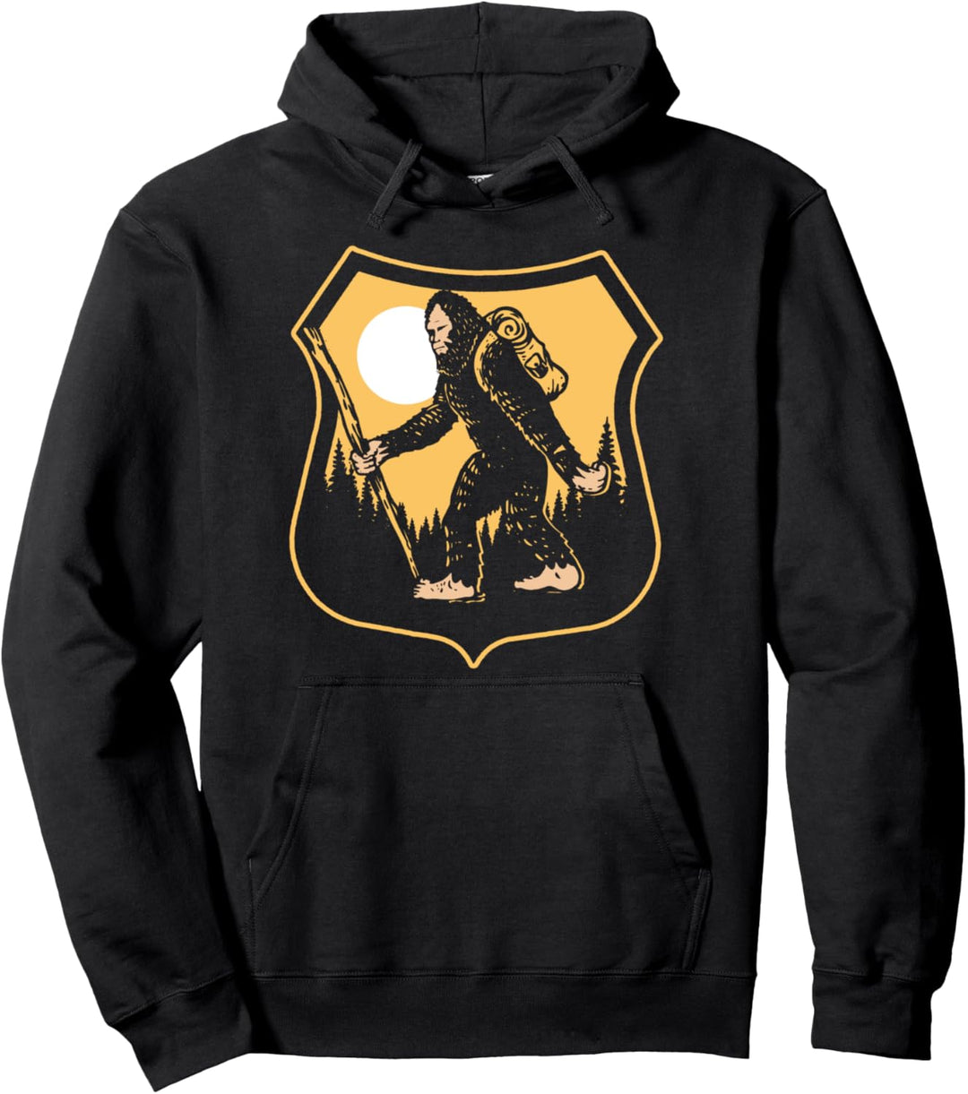 Hiking Bigfoot Outdoors Nature Sasquatch Vintage Retro Pullover Hoodie