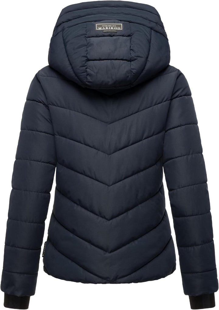 MARIKOO Damen Winterjacke warme Steppjacke mit Abnehmbarer Kapuze Samuiaa XVI XS-3XL XS Navy, XS Nav