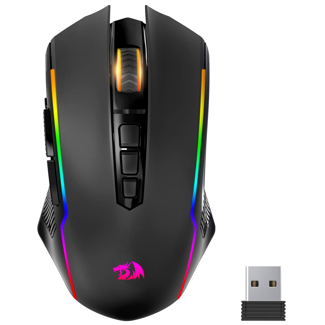 Redragon Gaming Maus Kabellose, RGB Wiederaufladbare Maus Gaming mit 9 Macro Editing Programmierbare