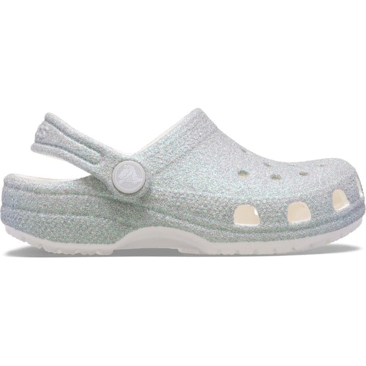 Crocs Unisex Kinder Classic Iridescent Glitter Clog K 29/30 EU Weiss, 29/30 EU Weiss