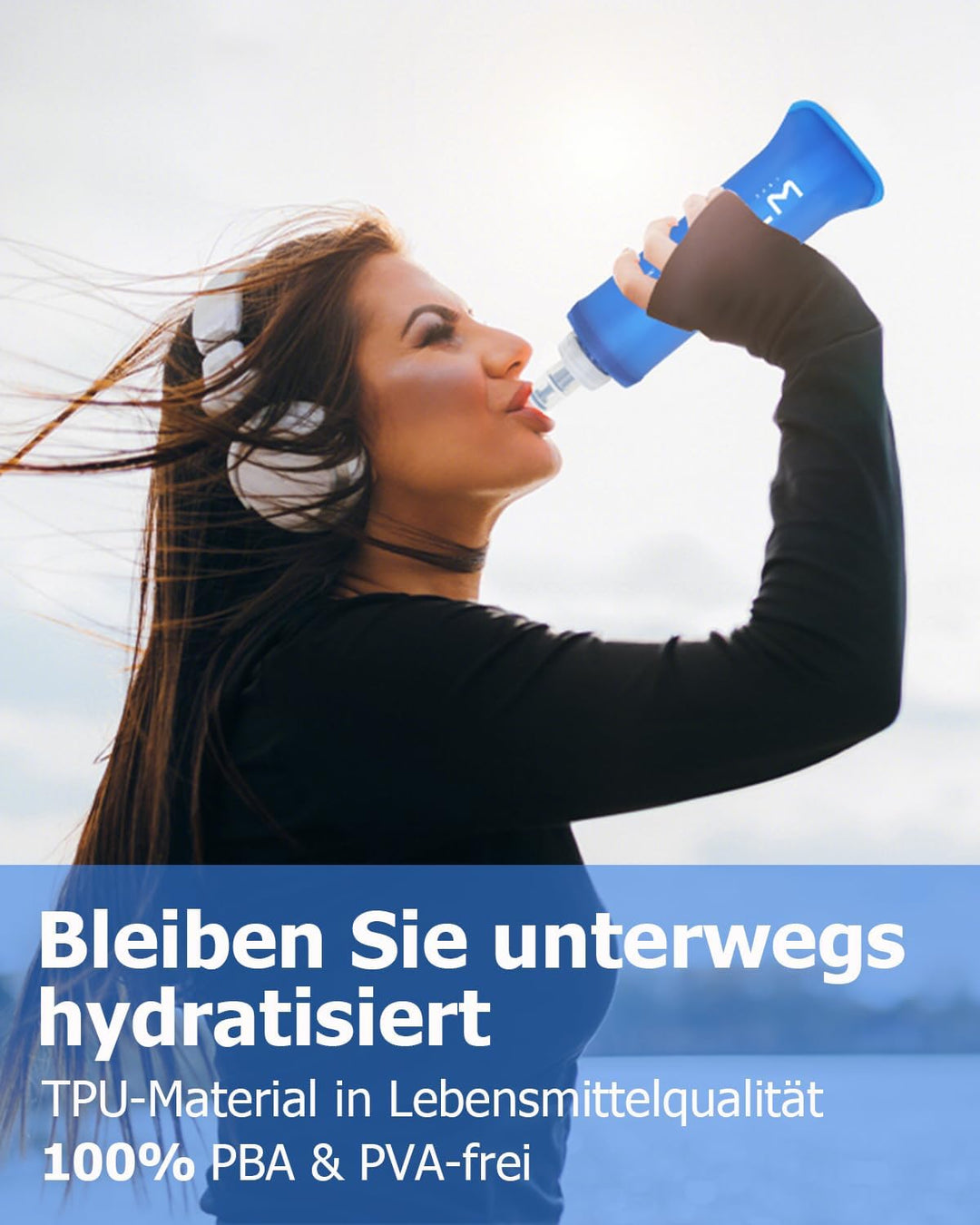 WRELS TPU Faltbare Trinkflasche,BPA-Frei Soft Flask,Flexible Faltbare Trinkflasche Laufen,Leichte Sp