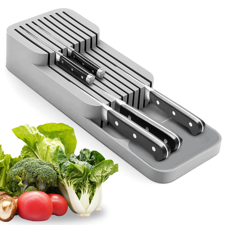 Zweistufiges Design Schubladenaufbewahrung Messer Mit Schlitzen Versehen Schublade Organizer Messerb