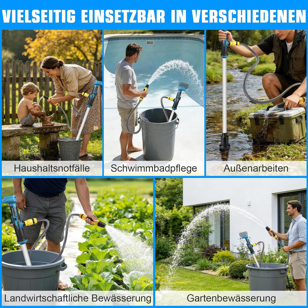 Akku Regenfasspumpe Kompatibel mit Makita 18V, Max. 3000 L/h, 6m Förderhöhe | Kabellose Wasserpumpe