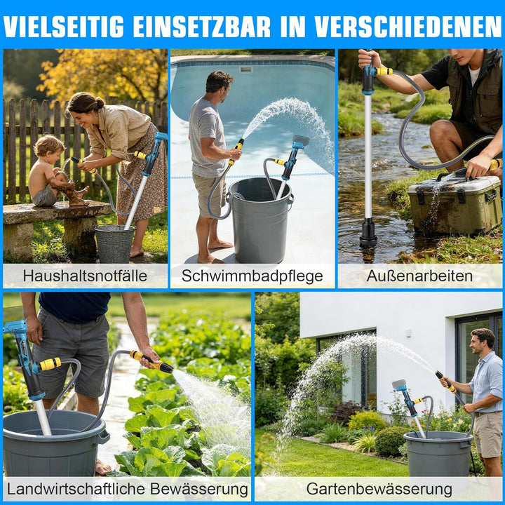 Akku Regenfasspumpe Kompatibel mit Makita 18V, Max. 3000 L/h, 6m Förderhöhe | Kabellose Wasserpumpe