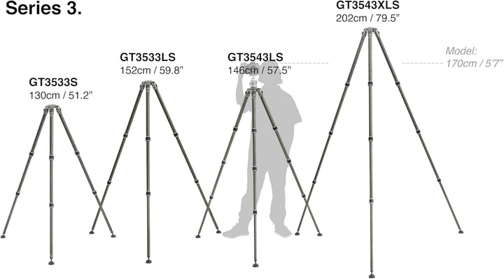 Gitzo GT3543LS Systematic Stativ schwarz Decor/Carbon, Max. Höhe: 146cm - 4 Segmente Serie 3 Max. Hö