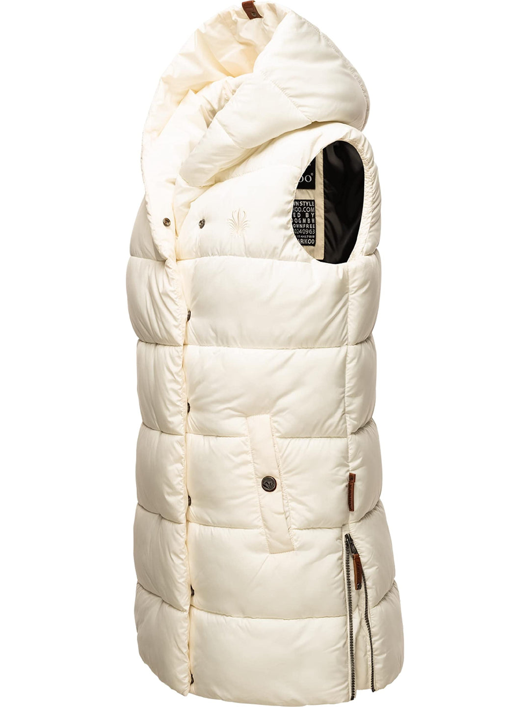 Navahoo warme Damen Winter Steppweste lang mit Kapuze Madilynaa XS-XXL S Offwhite, S Offwhite